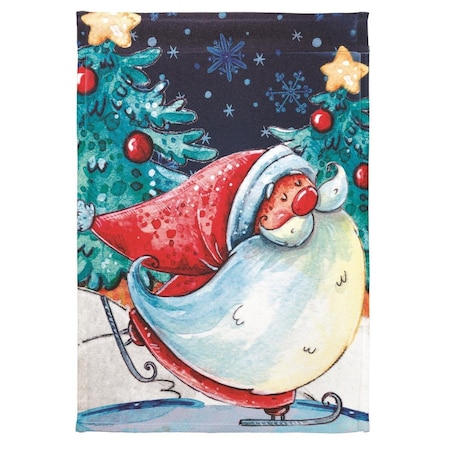 Print Skating Santa Polyester Garden Flag